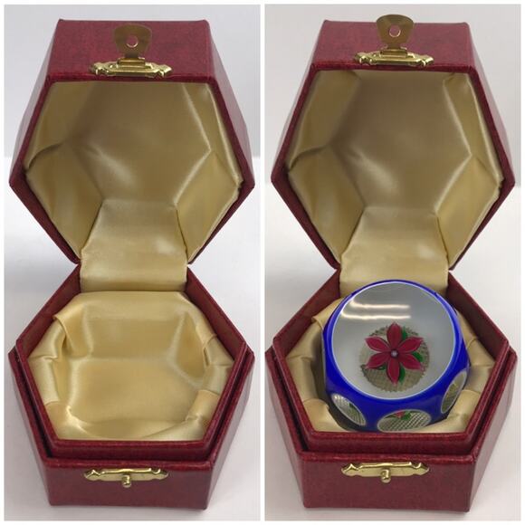 Perthshire Miniature Overlay 1979C Lampwork Flower Faceted Paperweight Box & COA - Picture 7 of 14